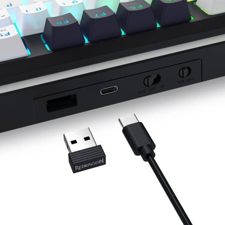 Bluetooth механична геймърска клавиатура Redragon Wildslash LCD Pro K746WB-RGB-PRO, RGB осветление - 6