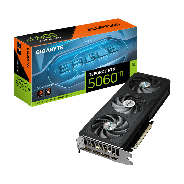 Видео карта GIGABYTE GeForce RTX 5060 TI EAGLE MAX OC, 8GB GDDR7 28Gbps - GV-N506TEAGLEMAX OC-8GD - 1