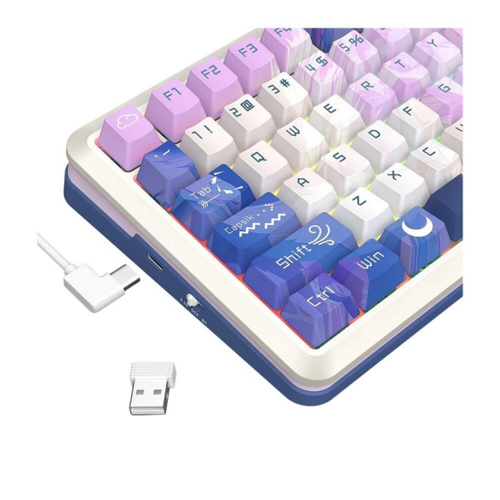 Bluetooth механична геймърска клавиатура Redragon Flekact Pro K708AK-RGB-PRO, RGB подсветка, Huano linear switches, USB Type-C -