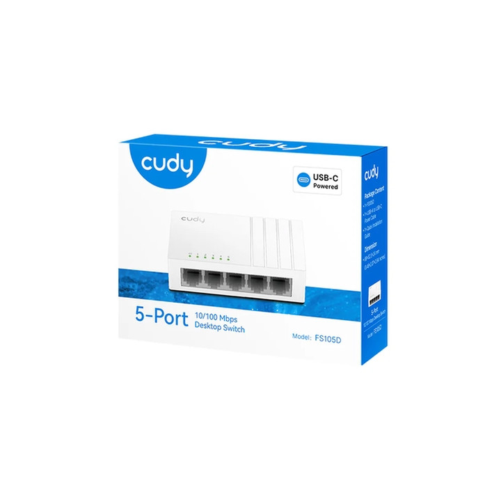 Комутатор CUDY FS105D, 5-портов 10/100 Mbps - 4