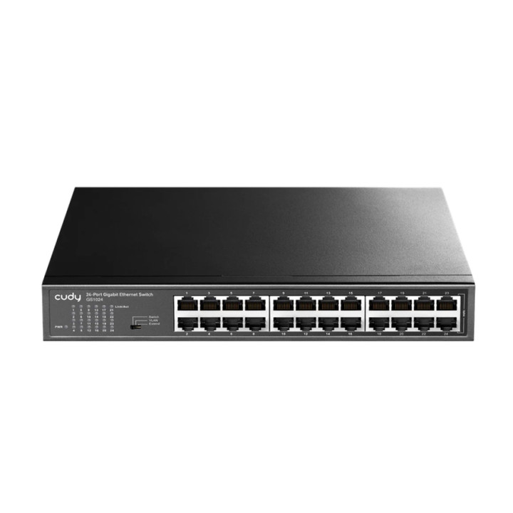 Комутатор Cudy GS1024, 24 портов Gigabit Ethernet, 48 Gbps пропускателна способност, фенлес охлаждане, Desktop/Rackmount - 1