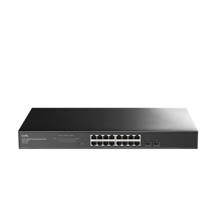 Управляван комутатор Cudy GS1016ES2, 16x Gigabit RJ45 + 2x SFP слота, Layer 2, 36 Gbps - GS1016ES2 - 1