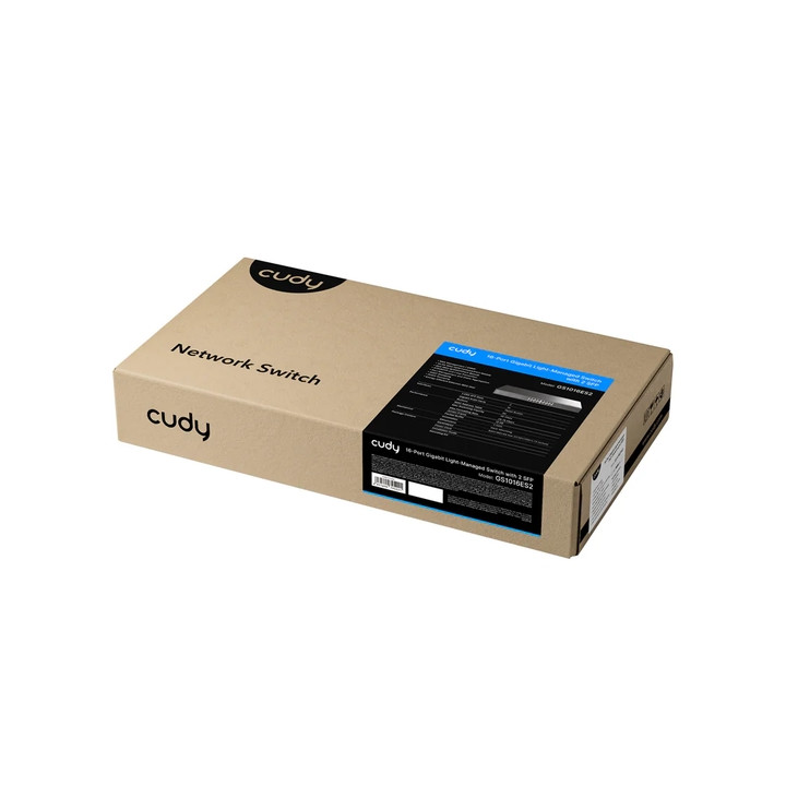 Управляван комутатор Cudy GS1016ES2, 16x Gigabit RJ45 + 2x SFP слота, Layer 2, 36 Gbps - GS1016ES2 - 3