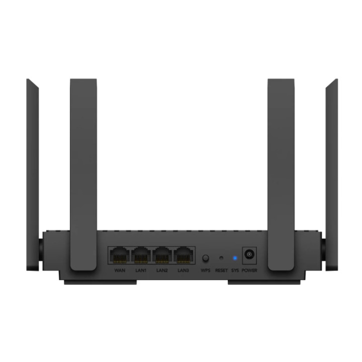 Рутер Cudy WR1500, Wi-Fi 6 AX1500, 1201 Mbps (5 GHz) + 300 Mbps (2.4 GHz), 4x фиксирани антени, Gigabit портове - 4
