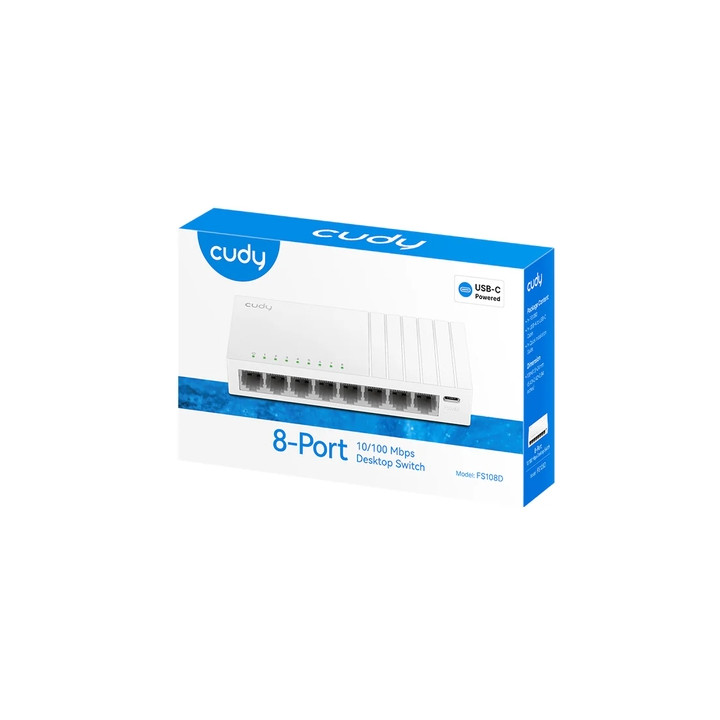 Комутатор Cudy FS108D, 8x10/100Mbps портове, Desktop, Fanless, 1.6 Gbps - 3