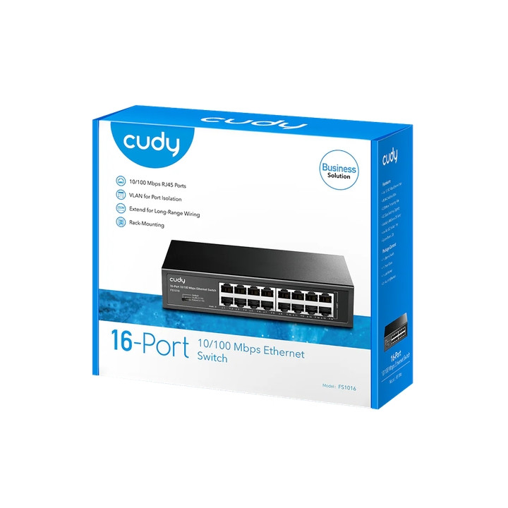 Мрежов комутатор Cudy FS1016, 16x10/100 Mbps портове, Layer 2, 3.2 Gbps, фиксиран дизайн - 4