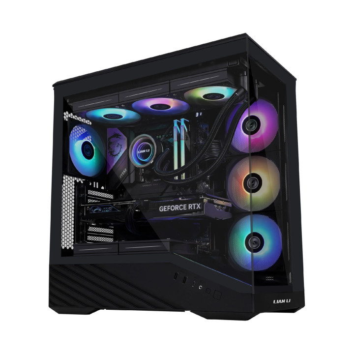 Кутия за компютър Lian Li Vector V100, E-ATX Middle Tower, Черна, Tempered Glass, ARGB, 4x 120mm вентилатори - G99.V100RX.00 - 3