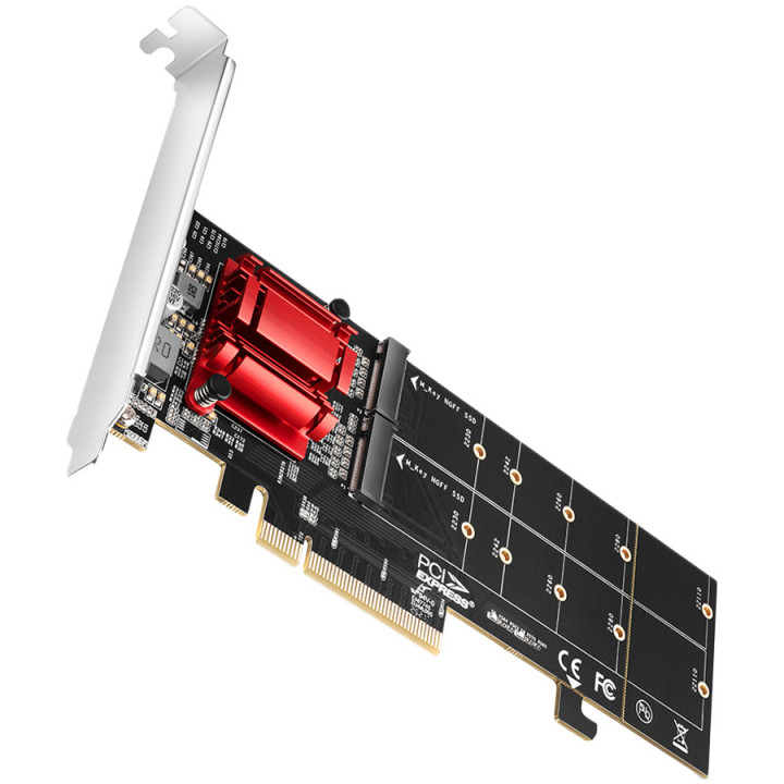 PCI-Express адаптер AXAGON PCEM2-ND, 2x NVMe M.2 2280, PCIe 3.0 x4 - 1
