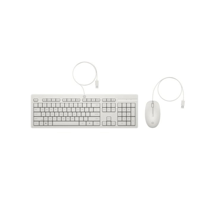 Комплект клавиатура и мишка HP 225 G2, жична, USB, български език, бяла - AW5S6AA#AKS - 1