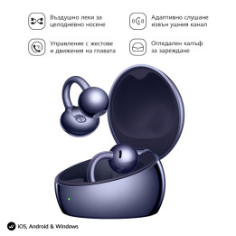 Слушалки Huawei FreeClip 2 S Robin-T02, Open-ear, Bluetooth 6.0, 9h работа, IP57, Deepsea Blue - 6942103196782 - 1