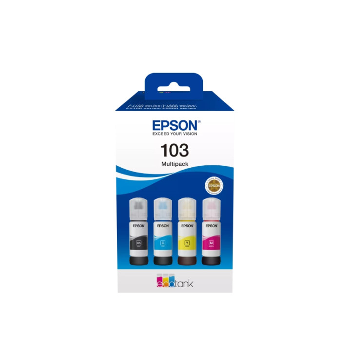 Консуматив Epson 103 EcoTank, 4-цветен комплект мастилa (черно/циан/магента/жълто), 70ml - C13T00S64A - 1