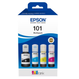 Консуматив Epson 101 EcoTank, 4-цветен комплект мастилa (Черен 127ml, Цветни 70ml) - C13T03V64A - 1