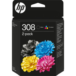 Консуматив HP 308 Black/Tri-Color, комплект 2 бр. оригинални мастилени касети - 6L6S6UE - 1