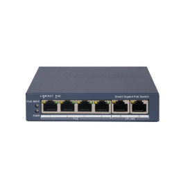 PoE суич HikVision DS-3E1506P-EI, 4x PoE 1000Mbps, 2x Uplink 1000Mbps, Smart управляем - DS-3E1506P-EI - 1