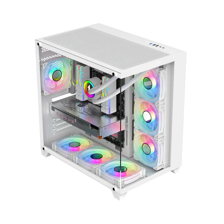 Кутия за компютър 1stPlayer MEGAVIEW MV8 White, ATX - MV8-TP-WH
