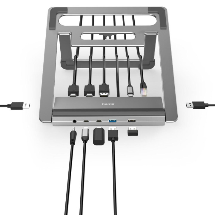 Докинг станция - стойка за лаптоп - Hama "Connect2Office Stand" USB-C  12 порта  - HAMA-200139