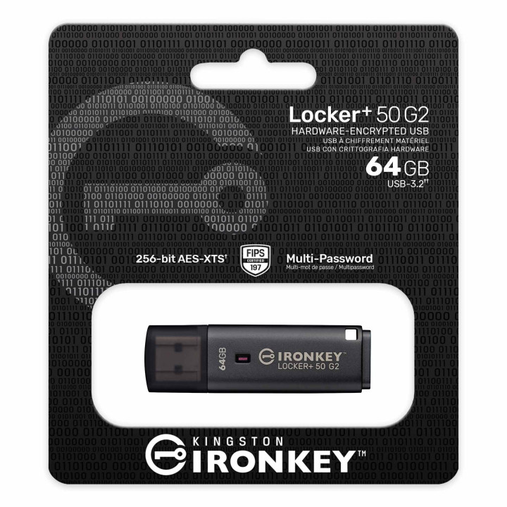USB памет Kingston IronKey Locker+ 50 G2, 64GB USB 3.2 Gen 1, AES 256-bit криптиране - IKLP50G2/64GB - 1