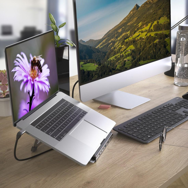 Докинг станция - стойка за лаптоп - Hama "Connect2Office Stand" USB-C  12 порта  - HAMA-200139