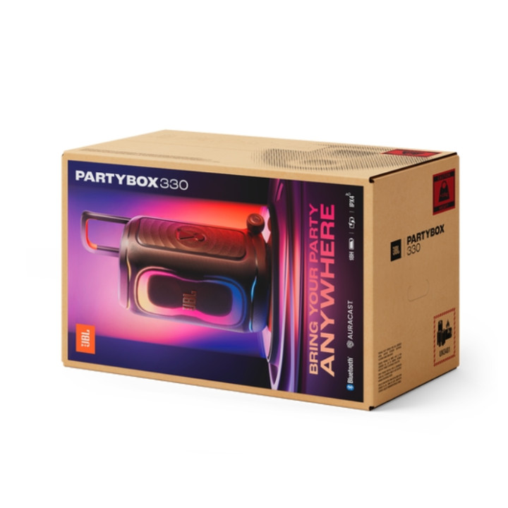 Аудио система JBL PartyBox 330, преносима, 280W RMS, Bluetooth 6.0, AI Sound Boost, IPX4, черна - JBLPARTYBOX330BLKEP - 14
