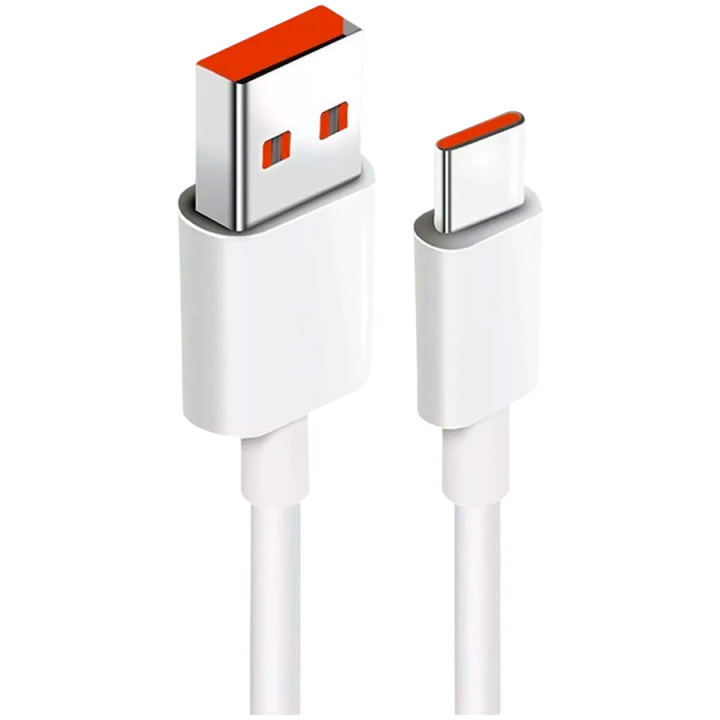 Кабел Xiaomi 6A, USB Type-A към USB Type-C, 1m, бял - BHR6032GL - 1