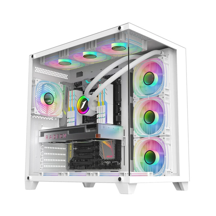 Кутия за компютър 1stPlayer MEGAVIEW MV8 White, ATX - MV8-TP-WH