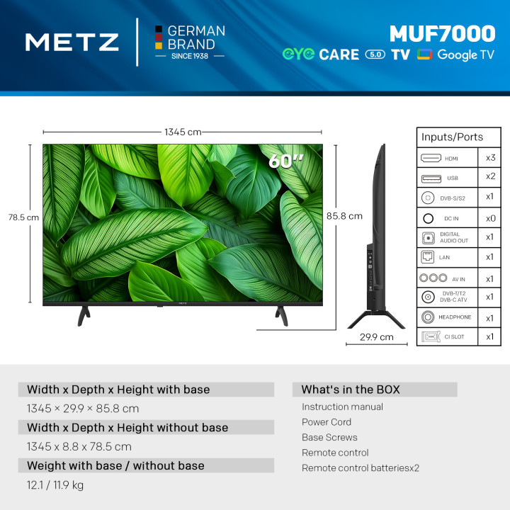 Телевизор METZ 60MUF7000Z, 60" 4K Ultra HD LED, Google TV - 6