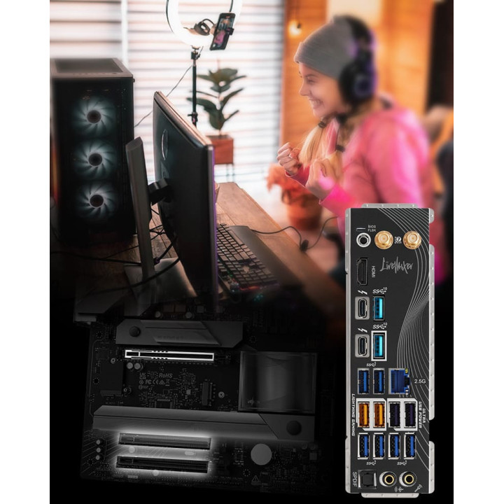 Дънна платка ASRock Z890 LiveMixer WiFi, Intel LGA1851, DDR5, PCIe 5.0 - 90-MXBPE0-A0UAYZ - 5