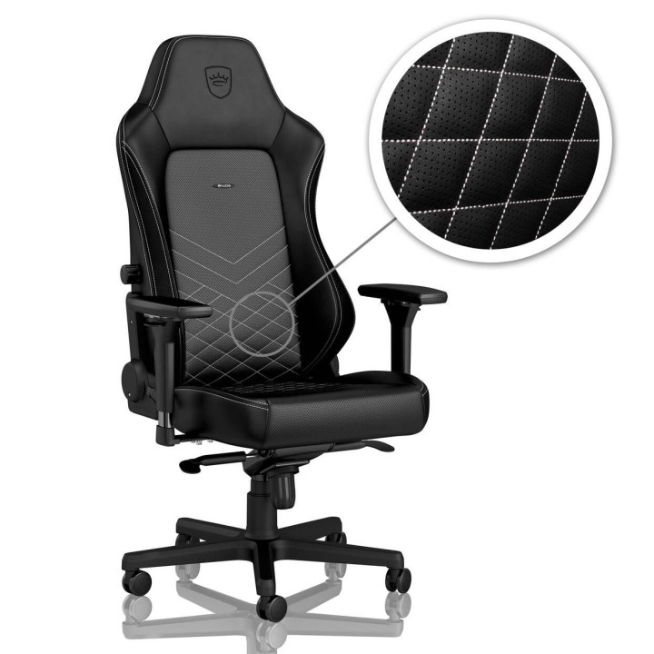 Геймърски стол noblechairs HERO, Black/Platinum-White, до 150 kg, Изкуствена кожа - NBL-HRO-PU-BPW - 2