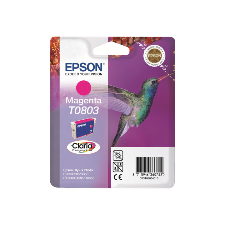 Мастилена касета Epson T0803 Claria, Magenta, 7.4ml (435 стр.) - C13T08034011 - 3