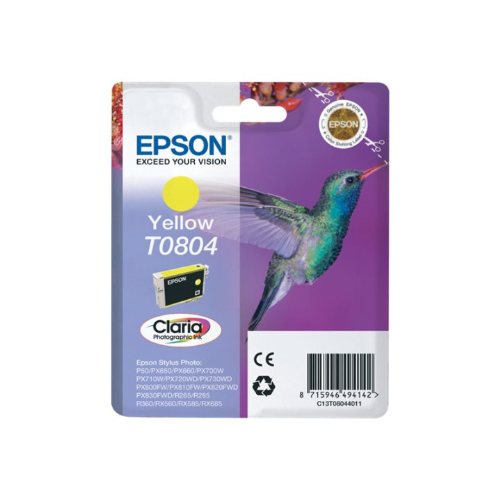 Мастилена касета Epson T0804, жълта, 7.4ml, 620 страници - C13T08044011 - 3