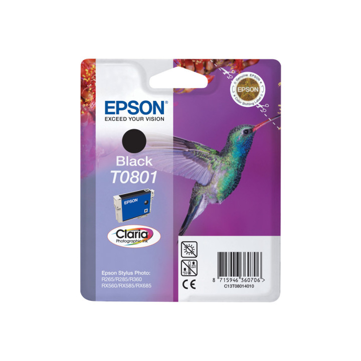 Мастилена касета Epson T0801, черна, 7.4ml, 330 страници - C13T08014011 - 3