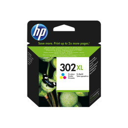 Мастилена касета HP 302XL, цветна (cyan, magenta, yellow), 8ml, до 300 страници - F6U67AE#UUS - 1
