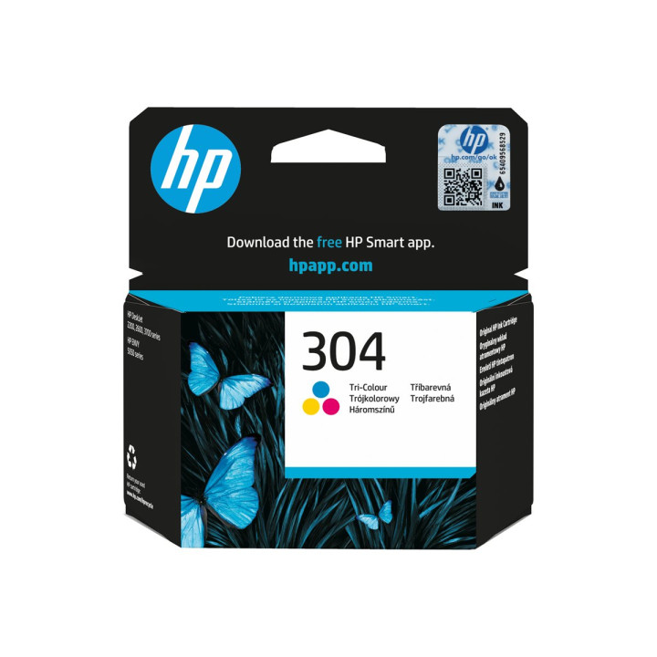 Мастилена касета HP 304, цветна (cyan, magenta, yellow), до 100 страници - N9K05AE#UUS - 2