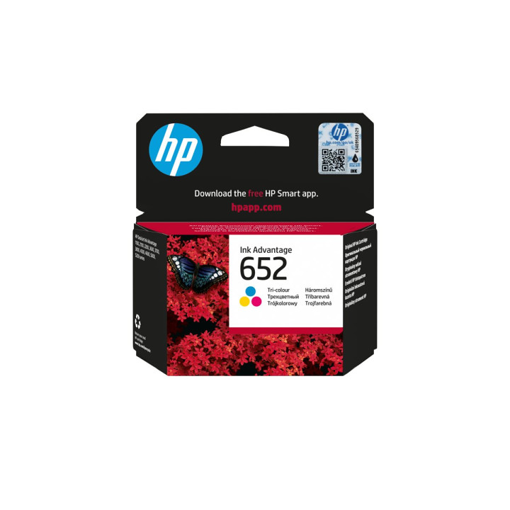 Мастилена касета HP 652, Tri-color (cyan, magenta, yellow), до 200 страници - F6V24AE#BHK - 2