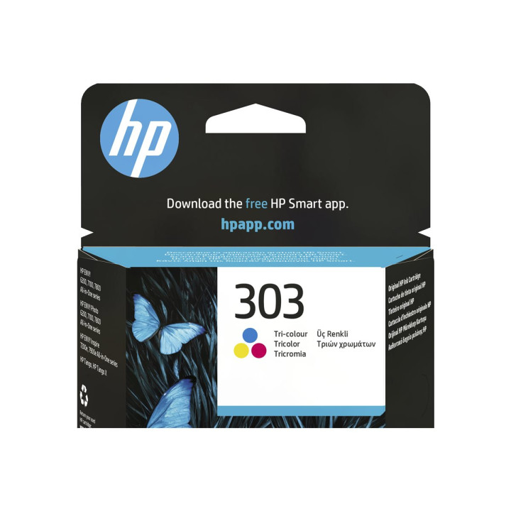 Мастилена касета HP 303 Tri-colour, цветна (циан, магента, жълто), 4ml, до 165 страници - T6N01AE#UUS - 2