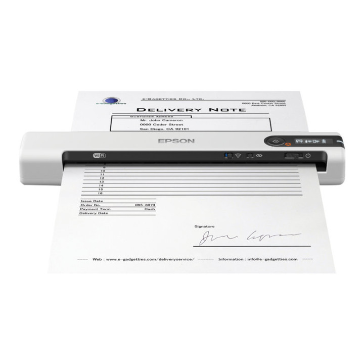 Скенер Epson WorkForce DS-80W, A4, 600x600 dpi, 15 ppm, USB 2.0, Wi-Fi - B11B253402 - 1