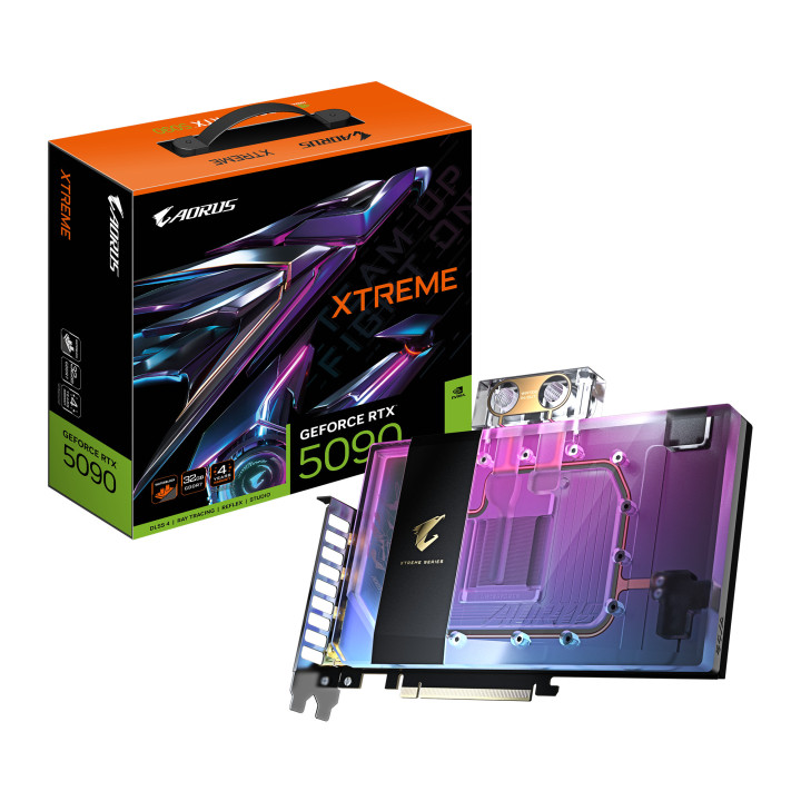 Видео карта GIGABYTE AORUS RTX 5090 XTREME WATERFORCE WB, 32GB GDDR7 512-bit - GV-N5090AORUSXWB-32GD - 1