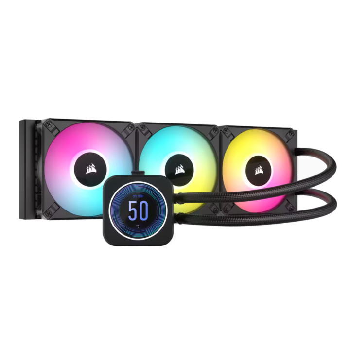 Водно охлаждане за процесор Corsair H150i ELITE LCD XT RGB WHITE (360mm), AMD/Intel - CW-9060075-WW