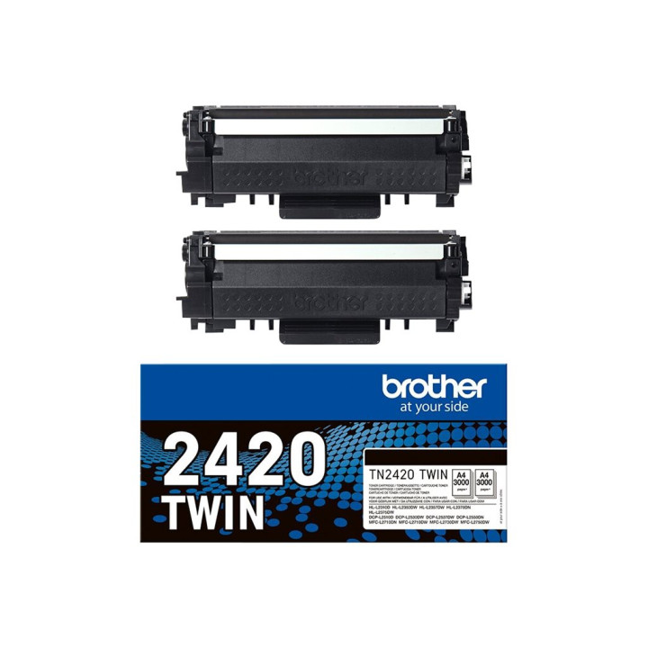 Тонер касета Brother TN2420, Twin Pack, черна, 2x3000 страници - TN2420TWIN - 1