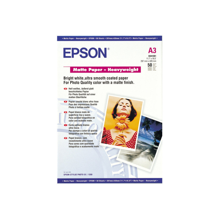 Матова фотохартия Epson S041261, A3, 167g/m², 50 листа - C13S041261 - 1