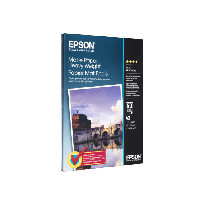 Матова фотохартия Epson S041261, A3, 167g/m², 50 листа - C13S041261 - 2
