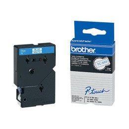 Лента за етикетна печатаща машина Brother P-Touch TC-203, 12mm x 7.7m, сини букви на бял фон - TC203 - 1