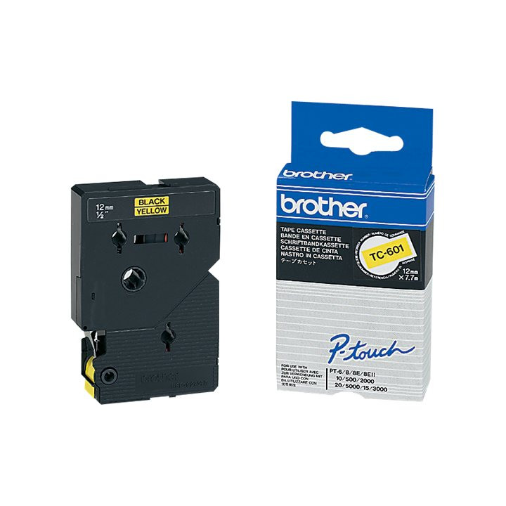 Лента Brother P-Touch TC-601, 12mm x 8m, черен текст на жълт фон - TC601 - 1