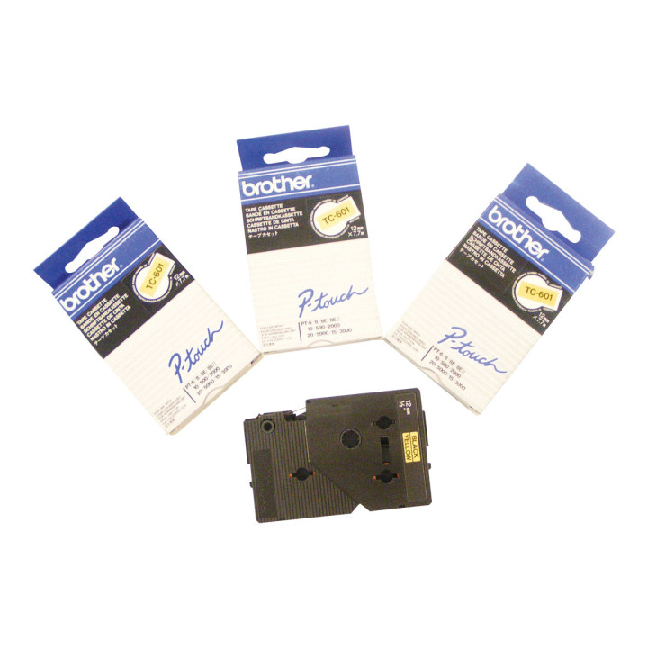 Лента Brother P-Touch TC-601, 12mm x 8m, черен текст на жълт фон - TC601 - 3