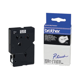 Лента за етикетен принтер Brother P-Touch TC-201, 12mm x 7.7m, черно върху бяло - TC201 - 1