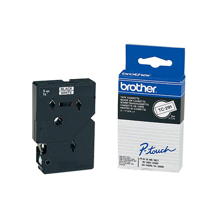 Ламинирана лента Brother P-Touch TC-291, 9mm, черно върху бяло - TC291 - 1