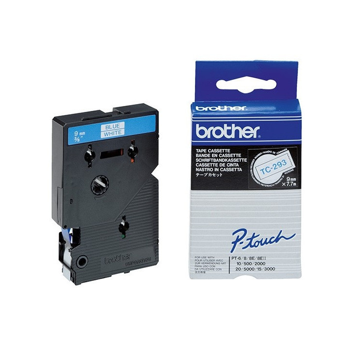 Лента Brother P-Touch TC-293, 9mm x 7.7m, сина върху бяла - TC293 - 1