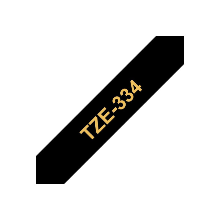 Лента Brother P-Touch TZE-334, 12mm x 8m, златист текст на черна основа, ламинирана - TZE334 - 3