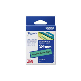 Касета Brother P-Touch TZE-751, 24mm x 8m, черно върху зелено - TZE751 - 1