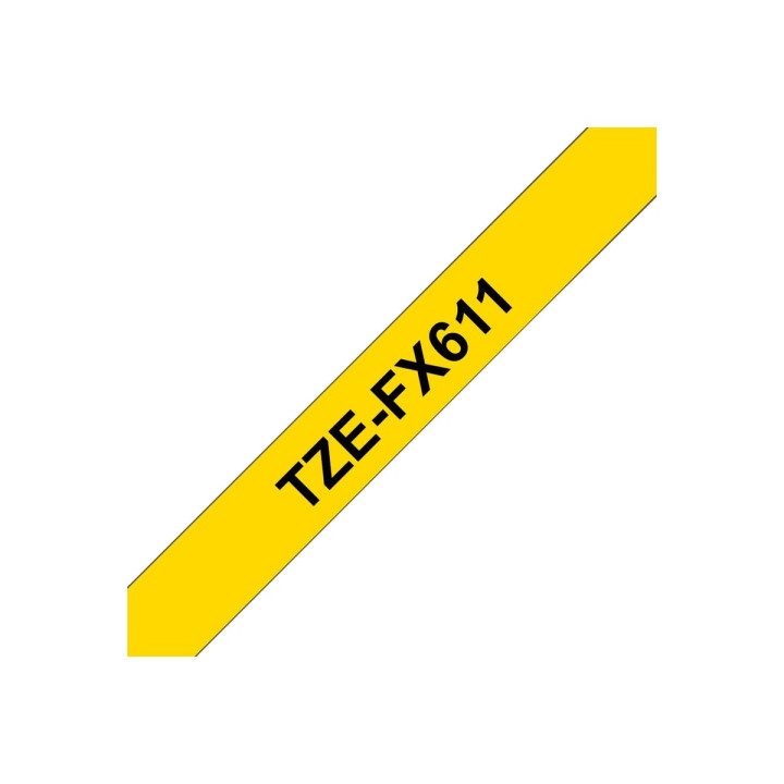 Лента за етикетни принтери Brother TZe-FX611, 6mm x 8m, черно върху жълто, гъвкава - TZEFX611 - 4
